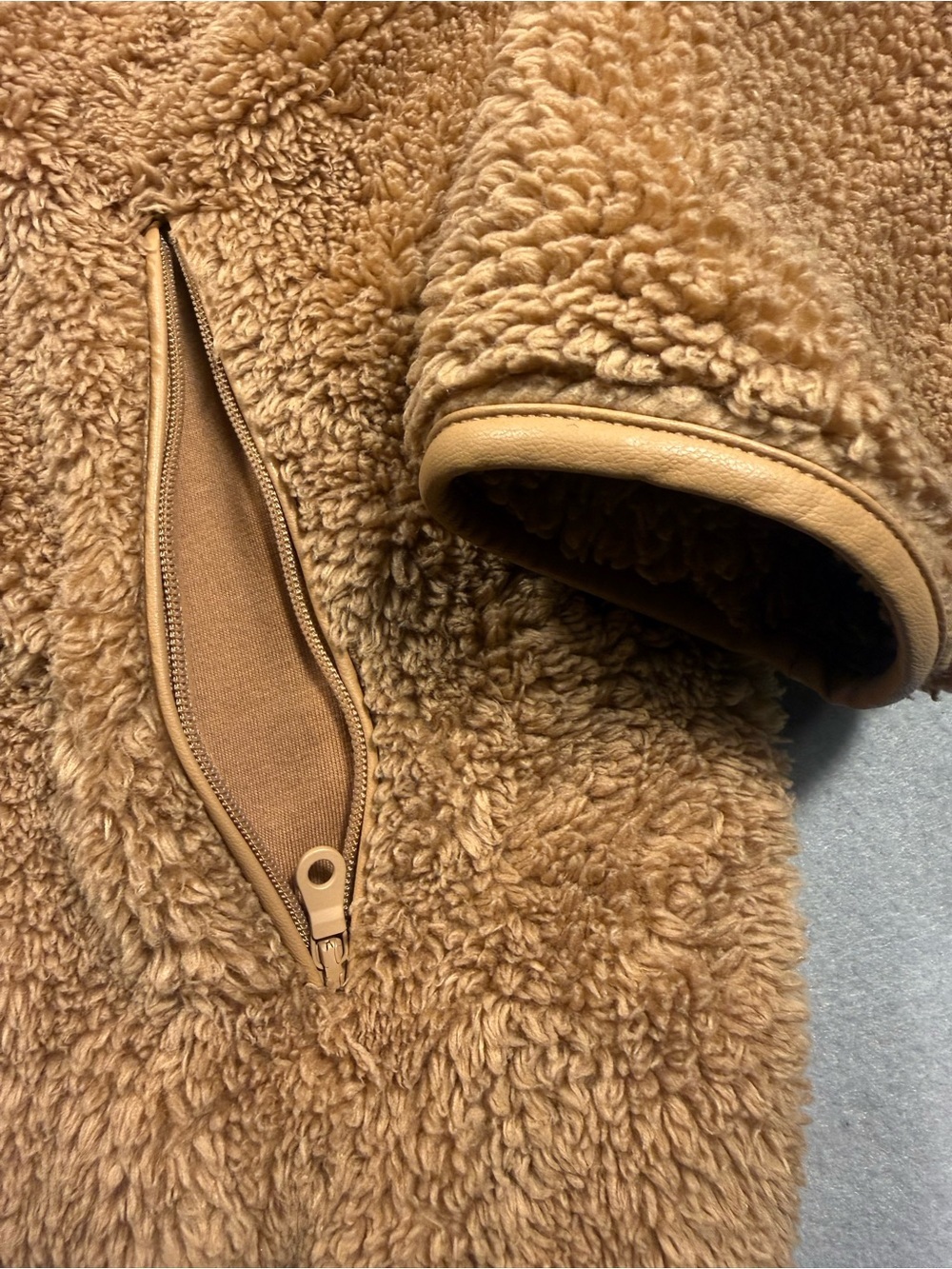 Small OFFLINE By Aerie Fluffy Sherpa Quarter Zip Sweatshirt Brown Beach Dune - Picture 6 of 12